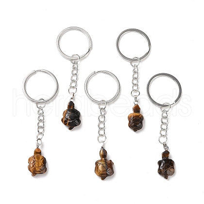 Tortoise Natural Tiger Eye Keychain KEYC-G055-01P-01-1