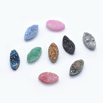 Electroplate Natural Druzy Quartz Cabochons G-P382-K-M-1