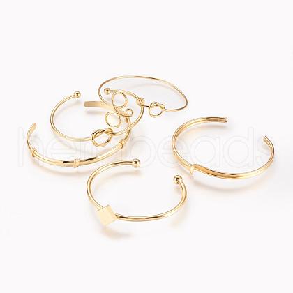 Mixed Brass Cuff Bangles BJEW-K153-02-1