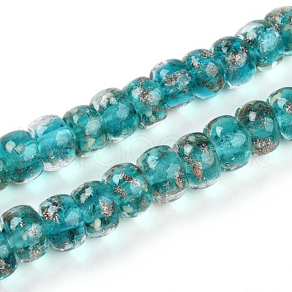 Luminous Handmade Gold Foil Glass Beads Strands FOIL-N029-02A-05-1