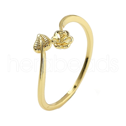 Leaf & Flower Brass Adjustable Ring Settings KK-G527-01C-G-1