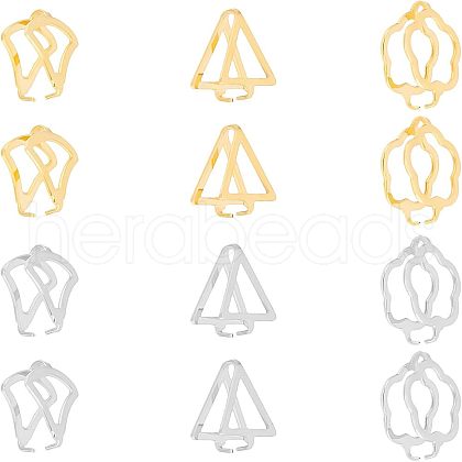 Unicraftale 12Pcs 6 Style 304 Stainless Steel Snap On Bails STAS-UN0037-92-1