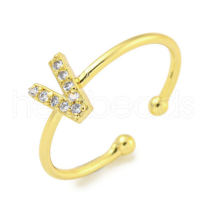 Rack Plating Brass Open Cuff Rings for Women RJEW-F162-02G-V-1
