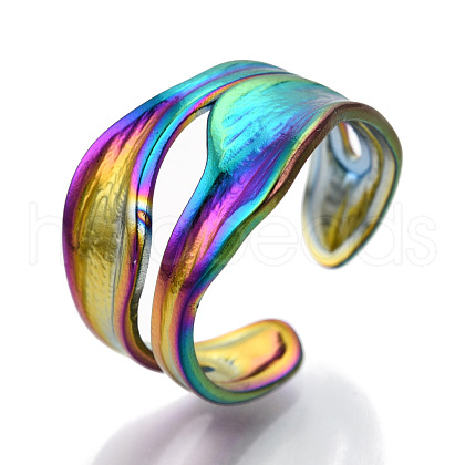 304 Stainless Steel Cuff Ring RJEW-N038-112M-1