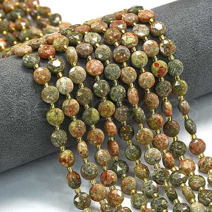 Natural Unakite Beads Strands G-C116-A22-02-1
