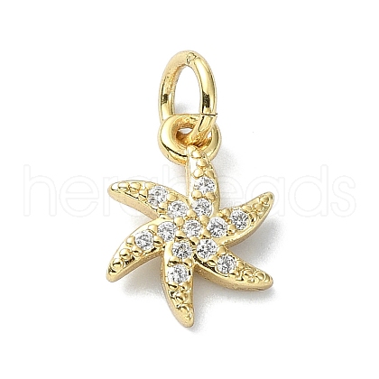Brass Micro Pave Clear Cubic Zirconia Charms KK-H475-59G-10-1