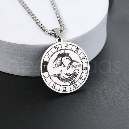 201 Stainless Steel Pendant Necklaces with Alloy Box Chain WGA45A6-12-1