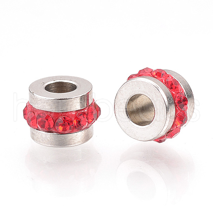 201 Stainless Steel Polymer Clay Rhinestone Inlaid Beads RB-YWC0001-02F-1