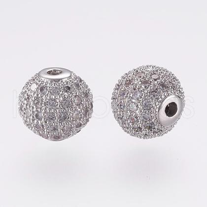 Long-Lasting Plated Brass Micro Pave Cubic Zirconia Beads ZIRC-F060-07P-1