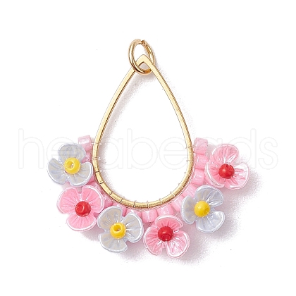 Glass Seed Beaded Pendants PALLOY-MZ00600-01-1