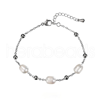 Mother's Day Jewellery Real 18K Gold Plated Stainless Steel Freshwater Pearl Handmade Chain Bracelets for Women FW1421-6-1