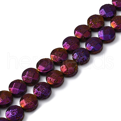 Electroplated Natural Lava Rock Beads Strands G-A256-F01-01A-1
