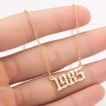 1985 Birth Year Number 201 Stainless Steel Pendant Cable Chain Necklaces FS-WGB5F08-78-1