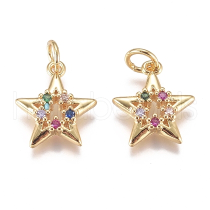 Brass Micro Pave Cubic Zirconia Pendants X-ZIRC-G168-49G-1