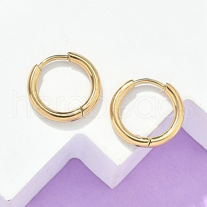 Ion Plating(IP) 304 Stainless Steel Huggie Hoop Earrings X-EJEW-F111A-14mm-G-1