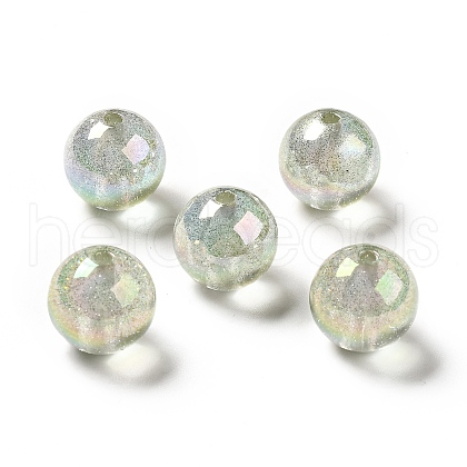 UV Plating Transparent Rainbow Iridescent Acrylic Beads OACR-D010-01G-1
