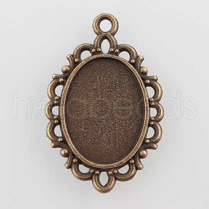 Filigree Wrap Oval Alloy Pendant Cabochon Settings PALLOY-N0088-16AB-NF-1