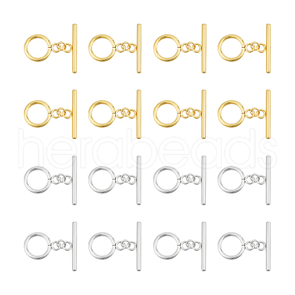 24Pcs 2 Colors 304 Stainless Steel Ring Toggle Clasps FIND-UN00006-1