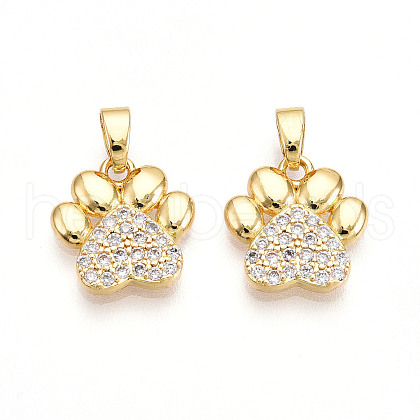 Brass Micro Pave Cubic Zirconia Pendants KK-T070-85G-1