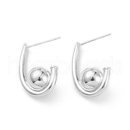 Rack Plating Brass Stud Earrings for Women EJEW-K245-28P-1