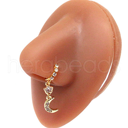 316L Surgical Stainless Steel Cubic Zirconia Dangle Hoop Nose Ring with Charms WG2DADE-38-1