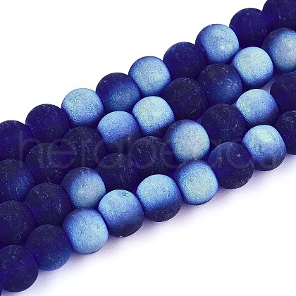 Frosted Transparent Glass Beads Strands GLAA-T032-T6mm-MBB15-1