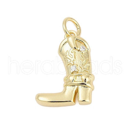 Brass Micro Pave Clear Cubic Zirconia Pendants KK-G522-04G-1