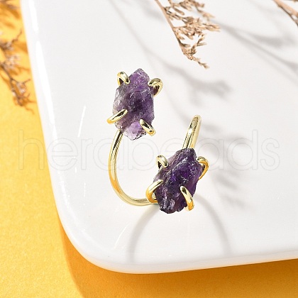 Natural Amethyst Cuff Rings RJEW-B122-02G-03-1