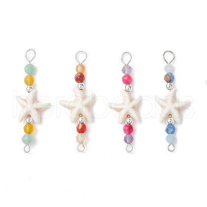 Summer Beach Dyed Synthetic Turquoise Connector Charms PALLOY-JF03747-03-1