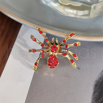 Spider Alloy Rhinestone Brooches PW-WGE0650-02-1