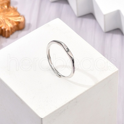 Rhodium Plated 925 Sterling Silver Adjustable Rings RJEW-S397-01P-02-1