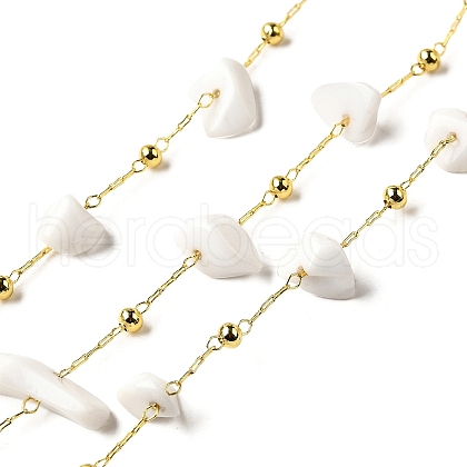 Handmade Natural White Jade Chip Beaded Chains CHC-F020-09G-09-1