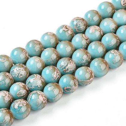 Baking Painted Glass Beads Strands DGLA-N008-10mm-05-1