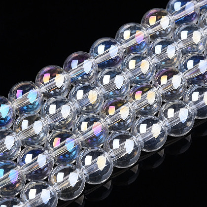 Electroplate Transparent Glass Beads Strands GLAA-T032-T6mm-AB13-1