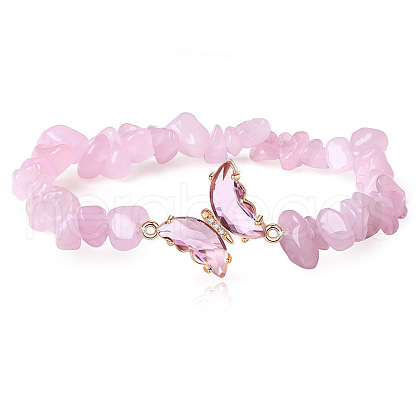 Fashionable Natural Rose Quartz Chips Beaded Bracelets TI6720-3-1