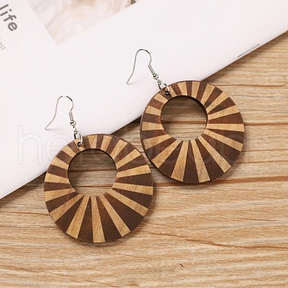 Alloy Wood Dangle Earrings FS-WG9E4F8-18-1