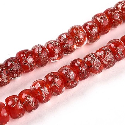 Luminous Handmade Gold Foil Glass Beads Strands FOIL-N029-02A-07-1