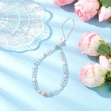 Natural Rose Quartz Mobile Straps HJEW-JM03413-02-1