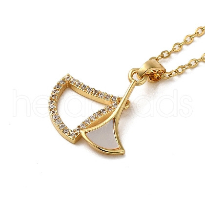Brass Micro Pave Cubic Zirconia with Acrylic Ginkgo Leaf Pendant Necklaces for Women NJEW-E106-02KCG-1