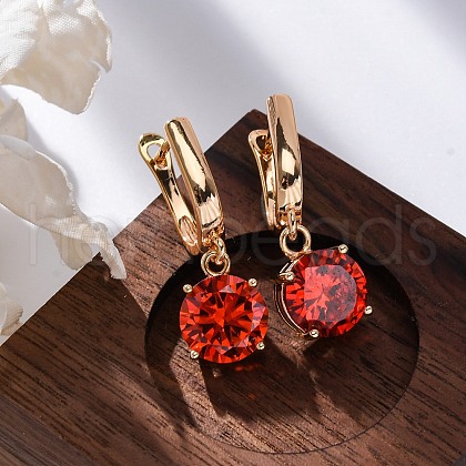 Brass Micro Pave Cubic Zirconia Leverback Earrings EJEW-K300-21G-01-1