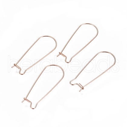 Ion Plating(IP) 304 Stainless Steel Hoop Earrings Findings Kidney Ear Wires STAS-L216-22A-RG-1