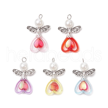 Heart Acrylic Pendants PALLOY-JF03725-03-1