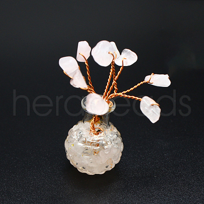 Natural Rose Quartz Chips Tree Decorations PW-WG47813-07-1