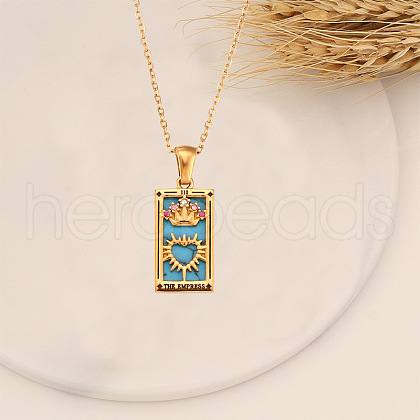 Stainless Steel Enamel Tarot Pendant Necklaces FS-WG91854-07-1