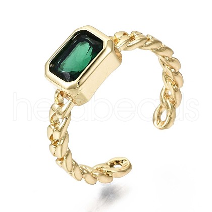 Mother's Day Rings Brass Micro Pave Cubic Zirconia Cuff Rings RJEW-S044-119C-NF-1