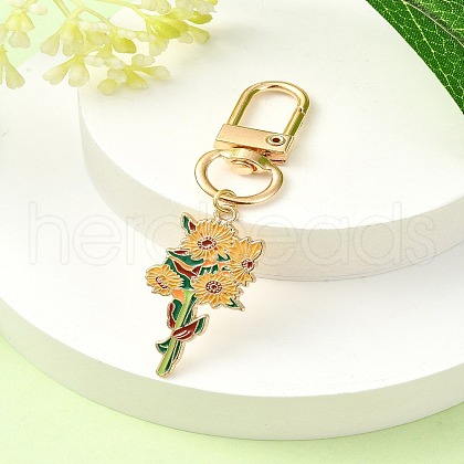 Alloy Enamel Flower Pendant Decorations HJEW-YW00023-03-1