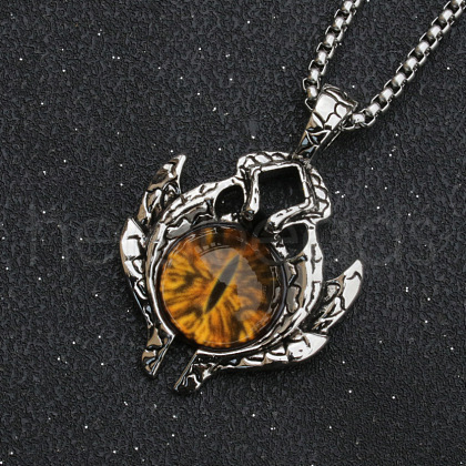 Evil Eye Alloy Pave Glass Pendant 667 Stainless Steel Chain Necklaces for Men FS-WG7A50C-07-1