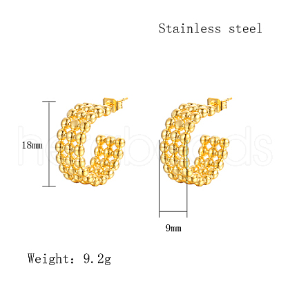 304 Stainless Steel Round Stud Earrings PJ3518-1-1