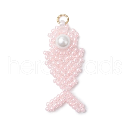 Glass Seed Beaded Fish Pendants PALLOY-MZ00666-01-1