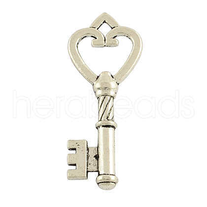 Tibetan Style Alloy Key Pendants TIBEP-3277-AS-RS-1